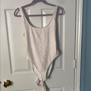 House of Harlow 1960 White and Pink One Piece Swimsuit